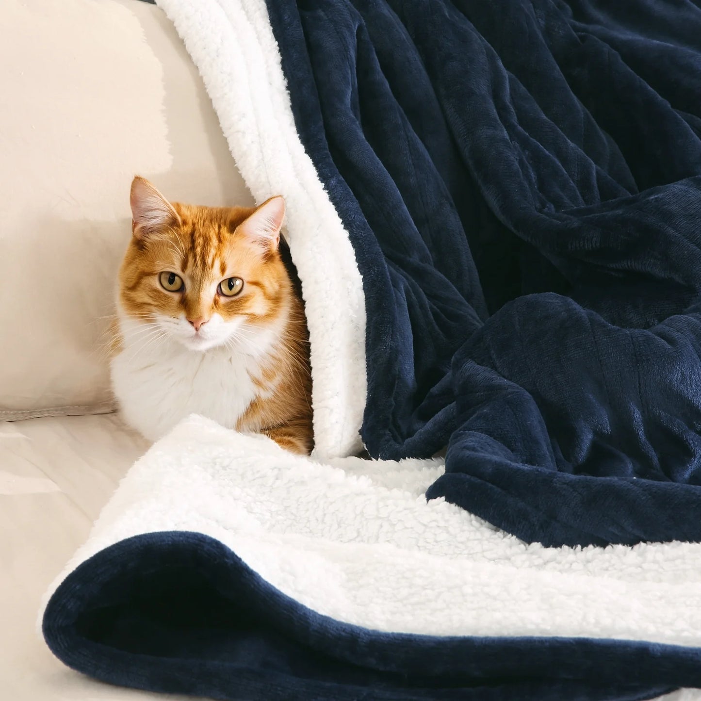 Electric Heated Blanket King Size 90''X100'', Fast Heating with Dual Controllers, 10 Heating Levels, 10H Timers, Preheat Function - Dark Blue