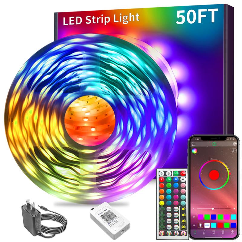 200FT Led Strip Lights RGB Music Sync for Bedroom ,Bluetooth Led Lights with Smart App and Remote Control Indoor Lighting, More Choice 100Ft 50Ft for Room Party Decor