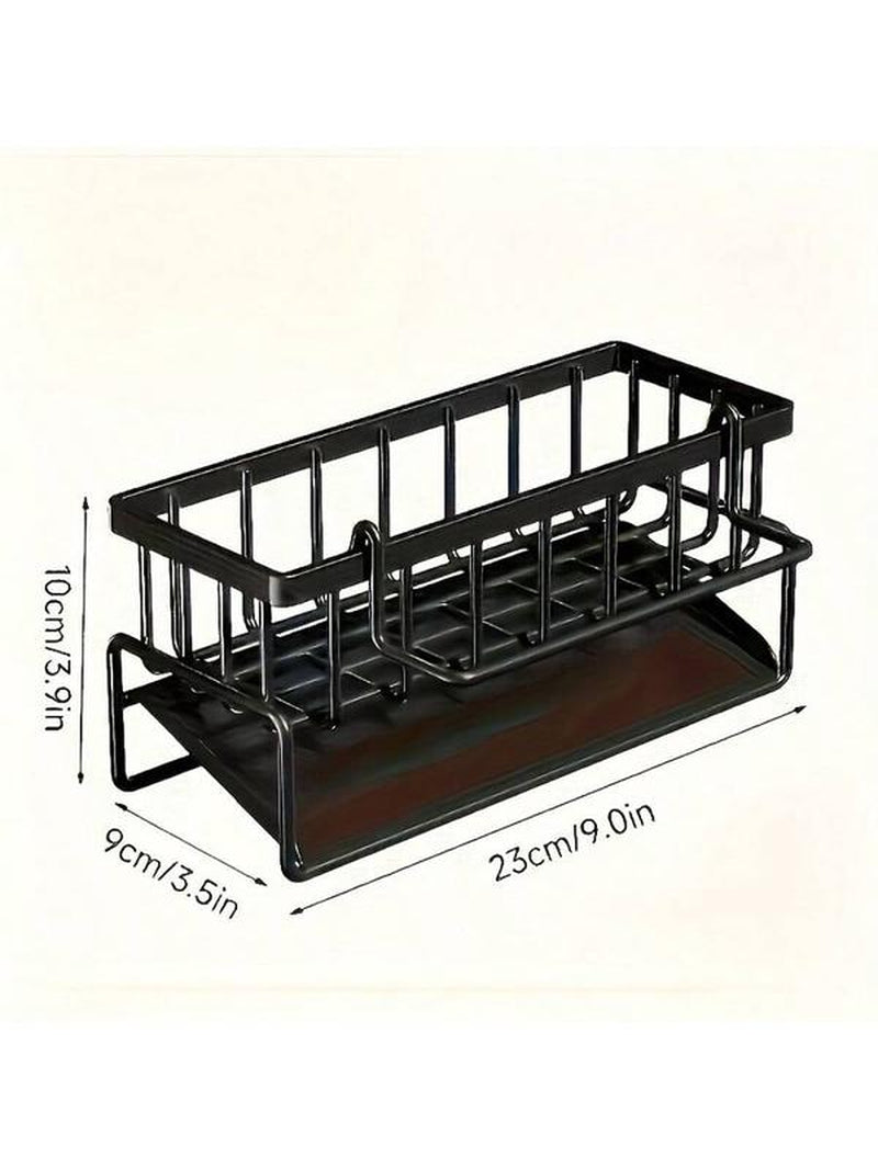 Stainless Kitchen Sink Drying Rack,Metal Sponge Drain Holder,Multifunctional Storage Rack for Home, Storage Organizer, Household Essentials, Fall Decor, Kitchen Gadgets Hollow Hook Large Capacity Steel Display Shelf Display Stand