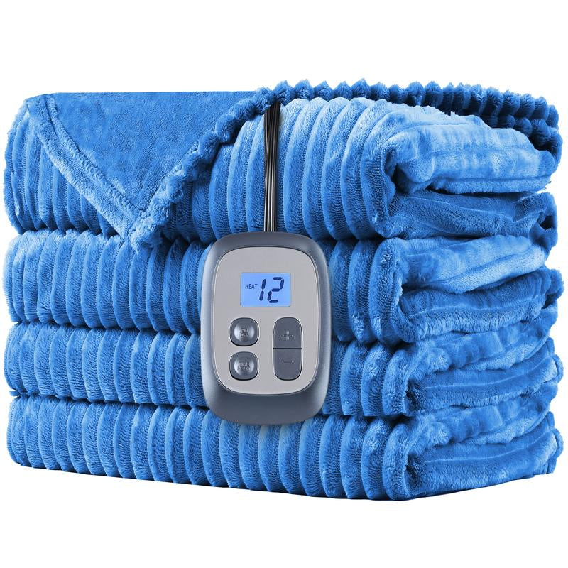 Heated Blanket Full Size 72X84 Inches, Soft Flannel Electric Blanket with 12 Hour Auto-Off Rapid Heating, 10 Heating Levels, Machine Washable, Berry Color