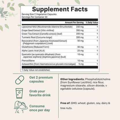 Micro Ingredients Ultimate anti Aging Bundle: Multi Collagen Peptides Powder 1LB & Liposomal NAD+ 60 Veggie Capsules & Supreme Omega-3 Fish Oil 60 Softgels