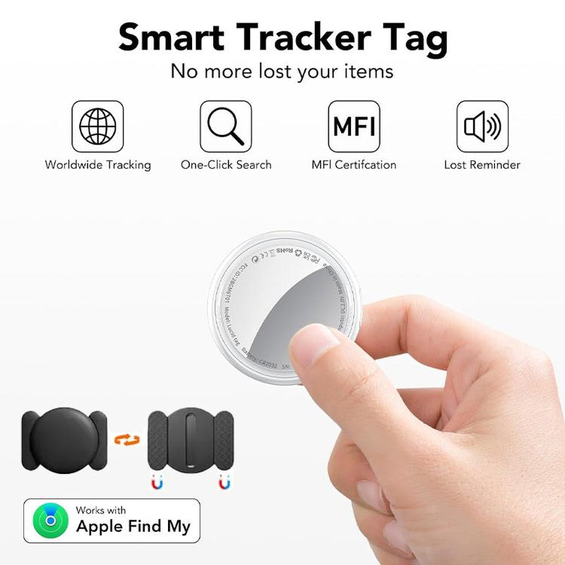 [Fall Deals] Tukio GPS Tracker for Cars & Pets (Ios Only)- Mini Clear Design, Weatherproof Case, Anti-Lost Device, Works with Apple Find My (Ios Only), No Monthly Fees, IP67 Waterproof, Replaceable Battery Remote