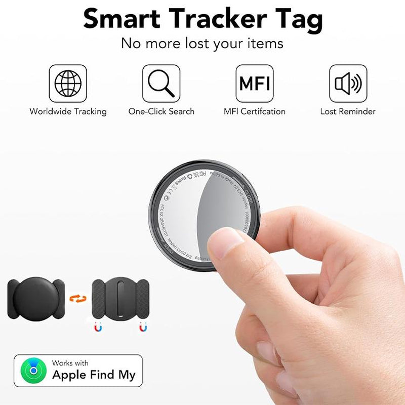[Fall Deals] Tukio GPS Tracker for Cars & Pets (Ios Only)- Mini Clear Design, Weatherproof Case, Anti-Lost Device, Works with Apple Find My (Ios Only), No Monthly Fees, IP67 Waterproof, Replaceable Battery Remote