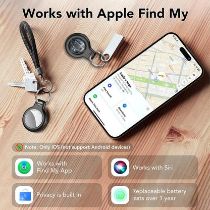 [Fall Deals] Tukio GPS Tracker for Cars & Pets (Ios Only)- Mini Clear Design, Weatherproof Case, Anti-Lost Device, Works with Apple Find My (Ios Only), No Monthly Fees, IP67 Waterproof, Replaceable Battery Remote