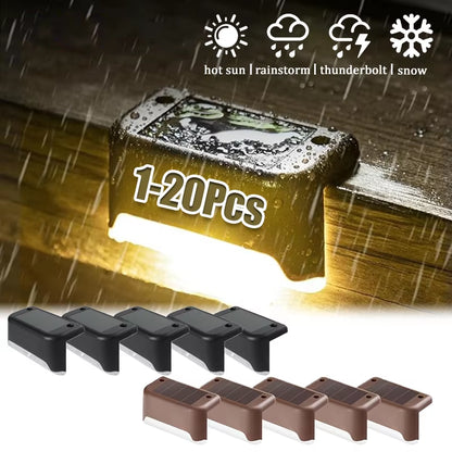 Warm White LED Solar Step Lamp Path Stair Outdoor Garden Lights Waterproof Balcony Light Decoration for Patio Stair Fence Light
