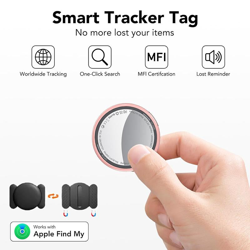 [Fall Deals] Tukio GPS Tracker for Cars & Pets (Ios Only)- Mini Clear Design, Weatherproof Case, Anti-Lost Device, Works with Apple Find My (Ios Only), No Monthly Fees, IP67 Waterproof, Replaceable Battery Remote