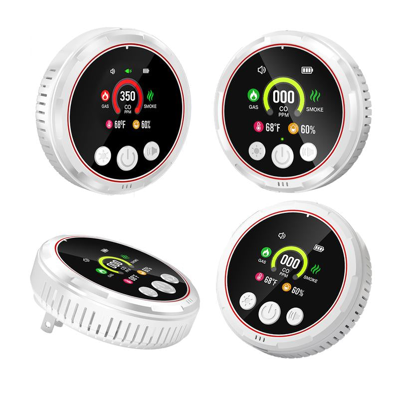 Carbon Monoxide Detector Plug in Wall 5-In-1 CO Level Monitor Alarm with Temp Humidity Sensor Portable Easy Read Install for Home RV Hotel