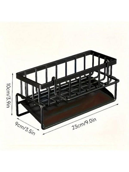 Stainless Kitchen Sink Drying Rack,Metal Sponge Drain Holder,Multifunctional Storage Rack for Home, Storage Organizer, Household Essentials, Fall Decor, Kitchen Gadgets Hollow Hook Large Capacity Steel Display Shelf Display Stand