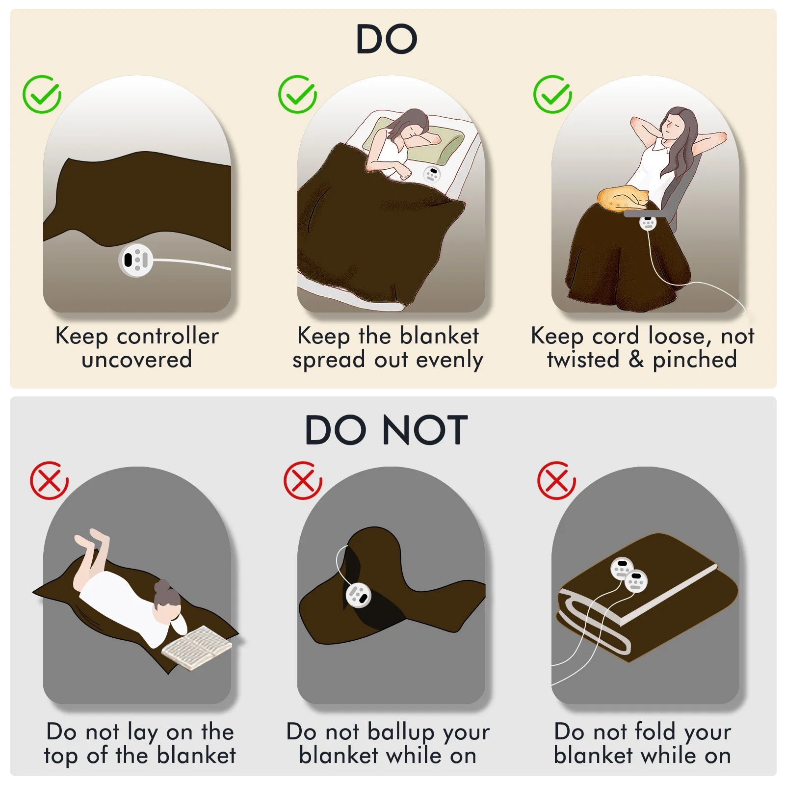 Electric Heated Blanket Queen Size 84''X90'', Fast Heating with Dual Controllers, 10 Heating Levels, 10H Timers, Preheat Function - Brown