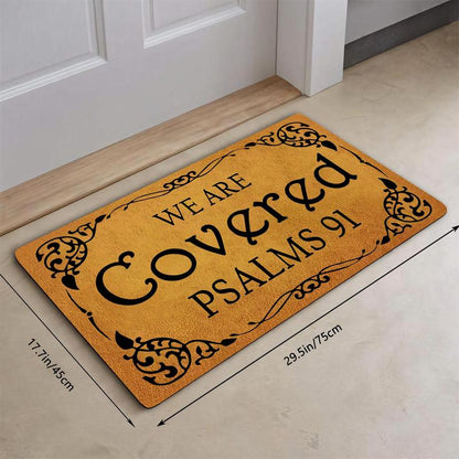 Letter Pattern Door Mat, We Are Covered Psalms 91 Print Non-Slip Floor Mat, Decorative Mat for Home, Religious Doormat