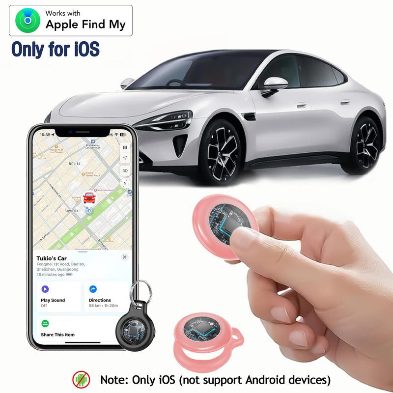 [Fall Deals] Tukio GPS Tracker for Cars & Pets (Ios Only)- Mini Clear Design, Weatherproof Case, Anti-Lost Device, Works with Apple Find My (Ios Only), No Monthly Fees, IP67 Waterproof, Replaceable Battery Remote