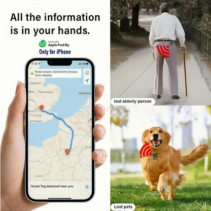 [Fall Deals] Tukio GPS Tracker for Cars & Pets (Ios Only)- Mini Clear Design, Weatherproof Case, Anti-Lost Device, Works with Apple Find My (Ios Only), No Monthly Fees, IP67 Waterproof, Replaceable Battery Remote