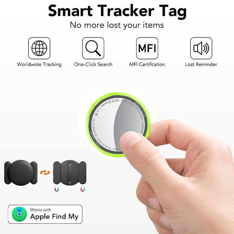 [Fall Deals] Tukio GPS Tracker for Cars & Pets (Ios Only)- Mini Clear Design, Weatherproof Case, Anti-Lost Device, Works with Apple Find My (Ios Only), No Monthly Fees, IP67 Waterproof, Replaceable Battery Remote