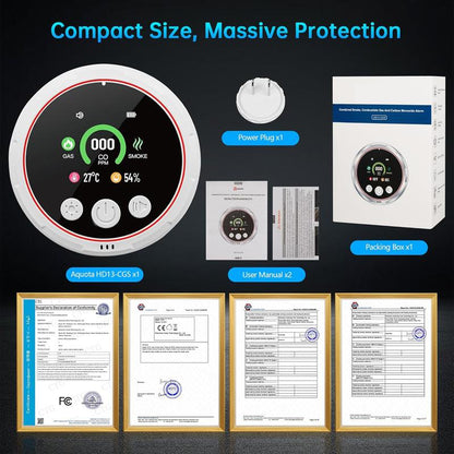 Carbon Monoxide Detector Plug in Wall 5-In-1 CO Level Monitor Alarm with Temp Humidity Sensor Portable Easy Read Install for Home RV Hotel