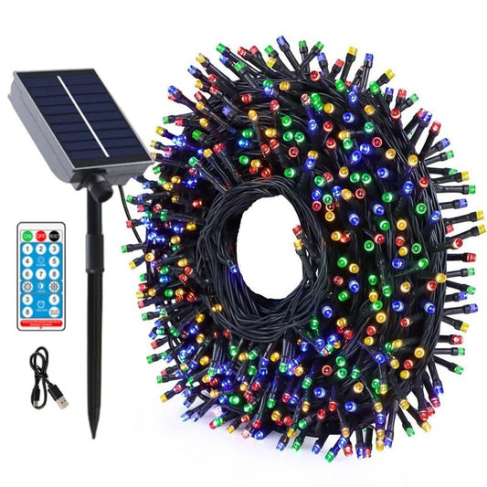 USB Rechargeable Solar Powered String LED Lights, Outdoor Waterproof LED Fairy Lights, Colorful Ambient Light for Home Garden Patio Party Decor, Solar outside Lights