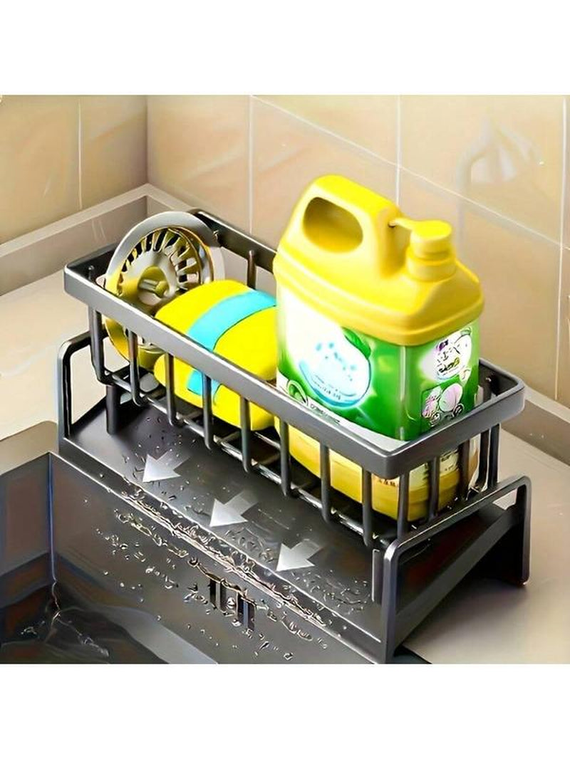 Stainless Kitchen Sink Drying Rack,Metal Sponge Drain Holder,Multifunctional Storage Rack for Home, Storage Organizer, Household Essentials, Fall Decor, Kitchen Gadgets Hollow Hook Large Capacity Steel Display Shelf Display Stand