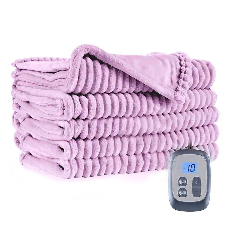 Heated Blanket Full Size 72X84 Inches, Soft Flannel Electric Blanket with 12 Hour Auto-Off Rapid Heating, 10 Heating Levels, Machine Washable, Berry Color