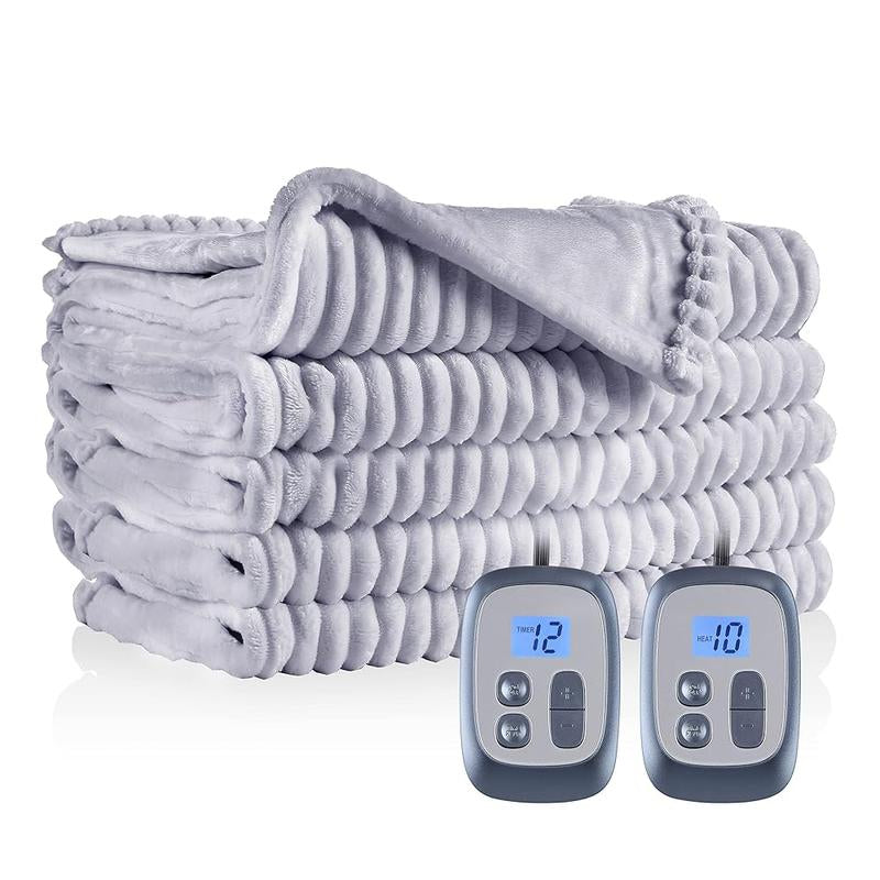 Heated Blanket Full Size 72X84 Inches, Soft Flannel Electric Blanket with 12 Hour Auto-Off Rapid Heating, 10 Heating Levels, Machine Washable, Berry Color